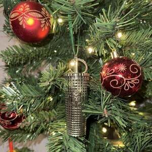 Starbucks 2023 Holiday Silver Grid Mini Keychain Ornament